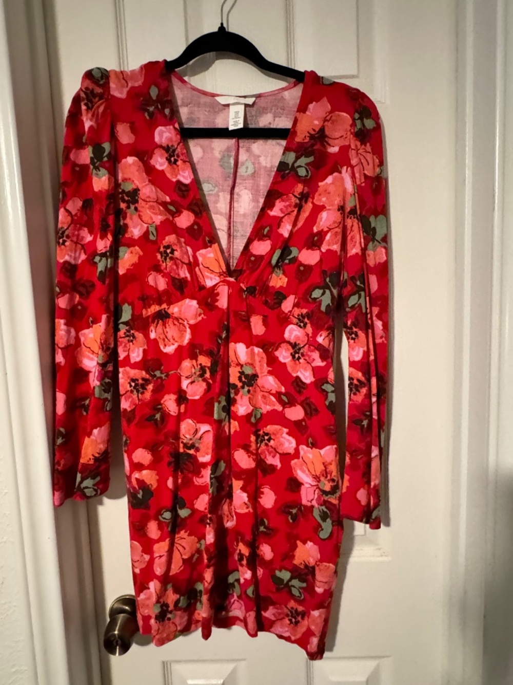 Floral linen long sleeve dress